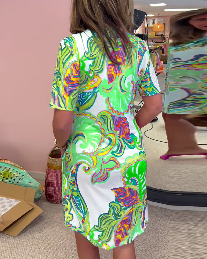 ARIA PRINTED SHIFT DRESS