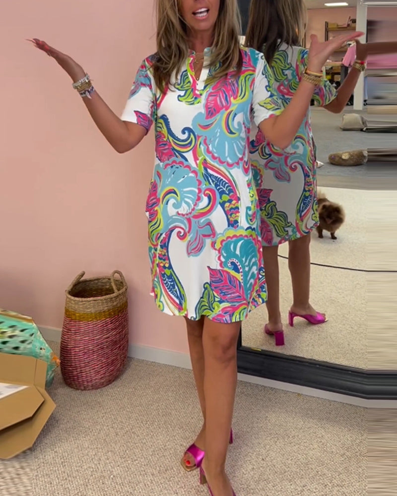 ARIA PRINTED SHIFT DRESS